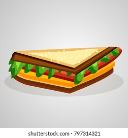 Illustration of fast food sandwich burger