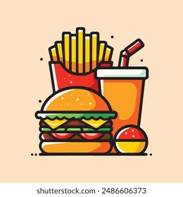 Illustration of fast food: Serving up the modern rush in an instant, convenient dish that has become an icon of today's urban lifestyle.