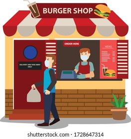 Illustration of fast food take away on pandemic