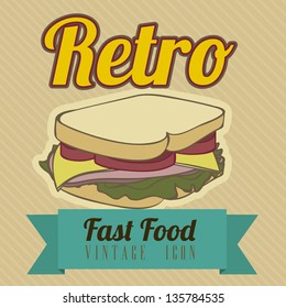 Illustration of fast food vintage, retro poster, vector illustration