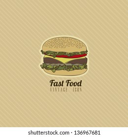 Illustration of fast food vintage, retro style, vector illustration