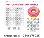 Illustration of fast food word search puzzle