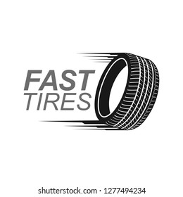 Illustration fast tires in black color logo concept design template idea