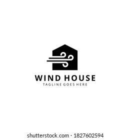 Illustration fast wind technology graphic on house logo design template