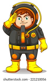 Illustration of a fat astronaut on a white background  