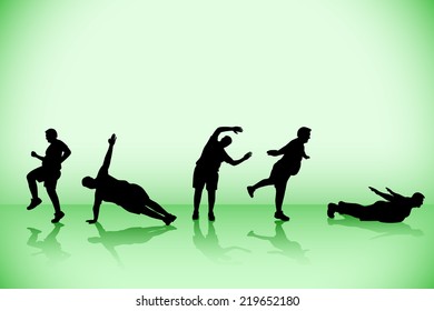 illustration of fat athlete with background