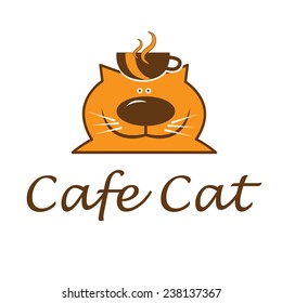 Illustration of fat cat with cup. Vector