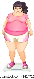Illustration of a fat girl on a white background