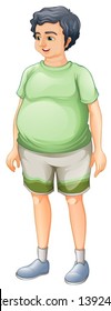 Illustration of a fat man standing on a white background