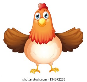 Illustration of a fat mother hen on a white background