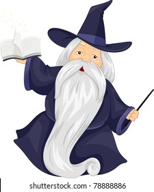 Illustration of a Fat Wizard Holding a Spell Book