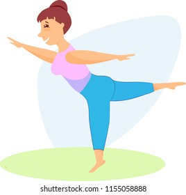 Illustration of a fat woman doing fitness for a slim figure