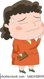 Illustration of a fat woman embarrassed and disappointed.