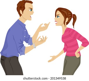 Illustration of a Father and Daughter Arguing