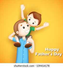 illustration of father giving boy piggy back ride in Father's Day