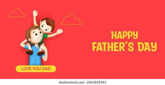 illustration of father giving boy piggy back ride in Father's Day