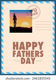 illustration of father giving boy piggy back ride in Father's Day