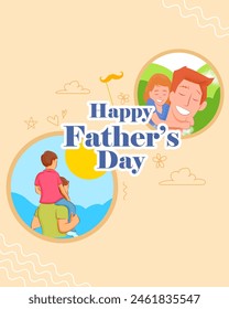 illustration of father giving boy piggy back ride in Father's Day