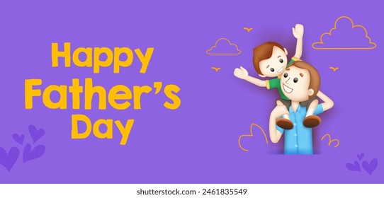 illustration of father giving boy piggy back ride in Father's Day