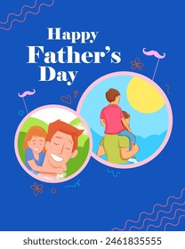 illustration of father giving boy piggy back ride in Father's Day