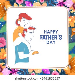 illustration of father giving boy piggy back ride in Father's Day