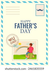 illustration of father giving boy piggy back ride in Father's Day