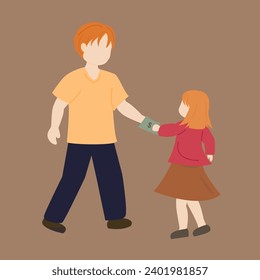 illustration of a father giving dollars to his daughter vektor
