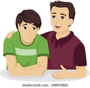 Illustration of a Father Giving His Teenage Son Some Advice