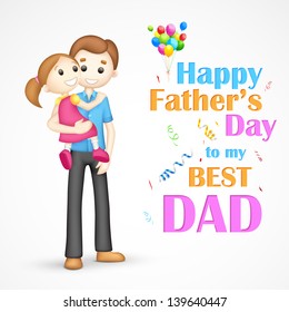 illustration of father holding daughter in his arm in Father's Day