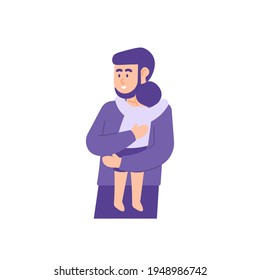 illustration of a father holding his child. happy son and father's day. a boy hugging his parents. a father who is taking care of his child. flat style. vector design