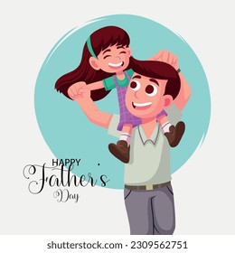 illustration of a father holding his child full of love and affection. Happy Father's Day