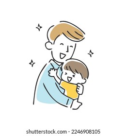 Illustration of a father hugging a child.