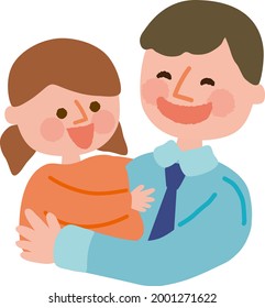 Illustration of a father hugging his daughter