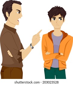 Illustration of a Father Scolding His Son