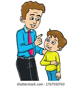 Illustration a father-friendly talking to his son