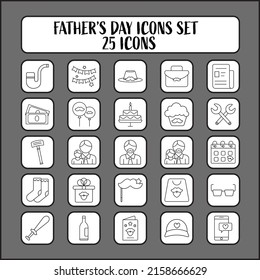 Illustration Of Father's Day 25 Icon Set in Thin Line Art.