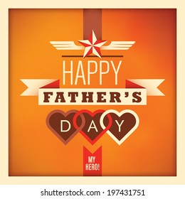 Illustration of father's day card in color. Vector illustration.