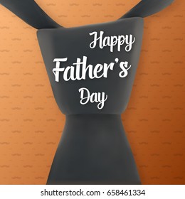 Illustration of Father's Day Greeting Card. Realistic Tie with Happy Father Day Lettering Background