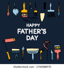 Illustration for father's day. Set of cute tools.