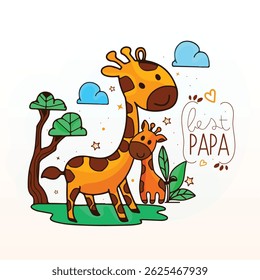 Illustration of Father's Day vector design, beautiful designs of Father's love, animal love concept