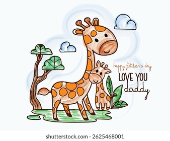 Illustration of Father's Day vector design, beautiful designs of Father's love, animal love concept