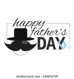 Illustration for the father's day. Vector logo with congratulatory text and face isolated on the white background. Dad day text with hanging letter