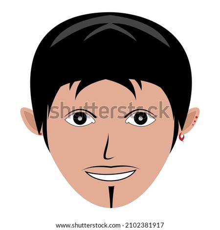 An illustration of the father's face with a jerk and piercing