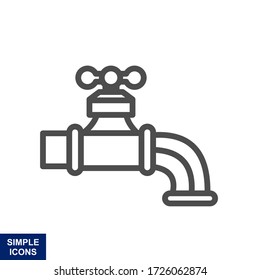 Illustration of faucet outline on a white background.