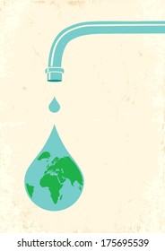 Illustration of faucets and drops