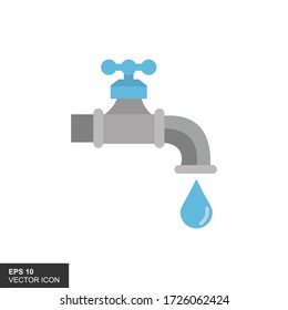 Illustration of faucets and water drops on a white background.