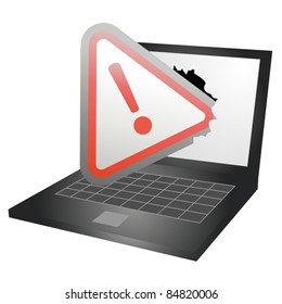 Illustration of faulty laptop