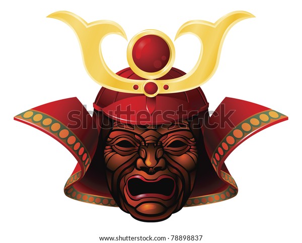 Download Illustration Fearsome Red Yellow Samurai Mask Stock Vector Royalty Free 78898837 PSD Mockup Templates