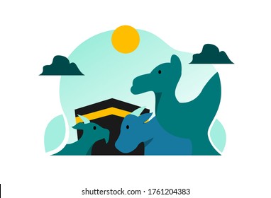 illustration for the feast of Eid al-Adha, suitable for posting on banners, posters or posted on social media, you can add text or other additions according to taste