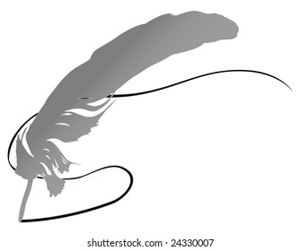 Illustration mit Feder und schwarzem Curl